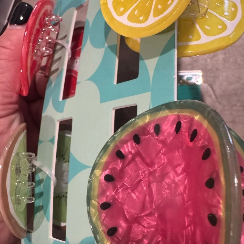 Piper K set of 4 Fruit-Themed Hair Clips- cute comfy pretty and practical 🍉 🍊🍋🥝